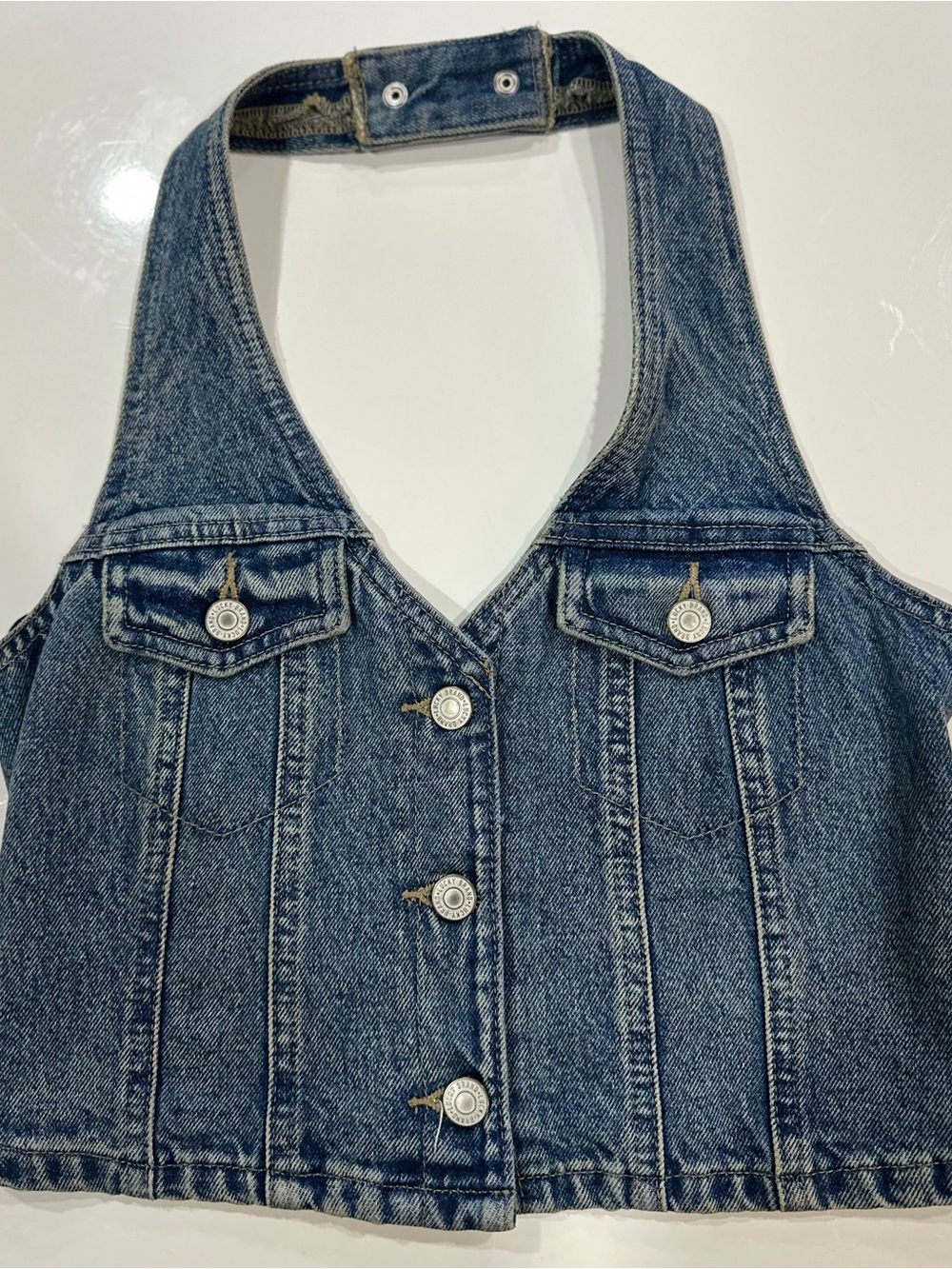 Lucky Brand Dark Blue Denim Halter Vest